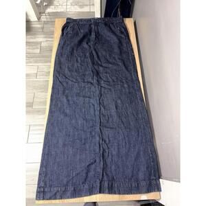 ASKK NY Linen Denim Trouser Indigo Blue Wide Leg High Waist size 32